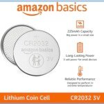 Amazon Basics CR2032 Lithium Batteries, Child-Proof Package, Non-Coated - AirTag Compatible